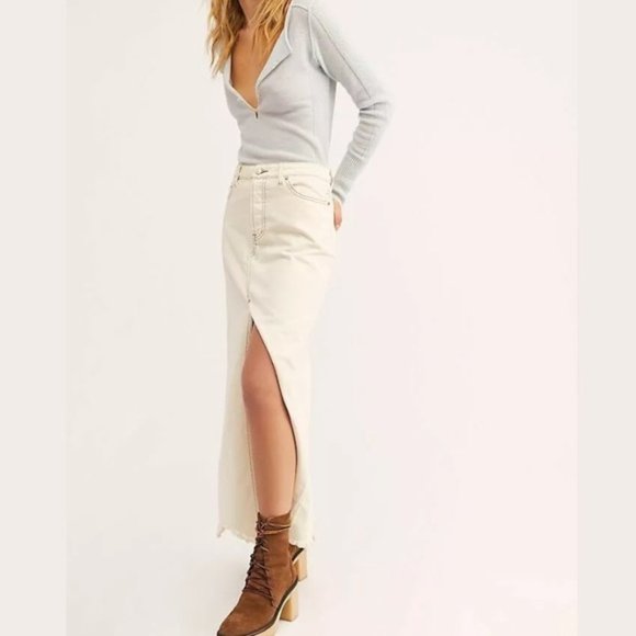 Free People Rhiannon Denim Maxi Skirt